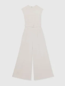 Alba Sheer-Panel Wide-Leg Belted Jumpsuit*Reiss Hot