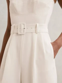 Alba Sheer-Panel Wide-Leg Belted Jumpsuit*Reiss Hot