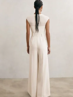 Alba Sheer-Panel Wide-Leg Belted Jumpsuit*Reiss Hot