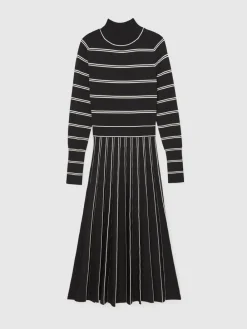 Amber Stripe Pleated Knitted Midi Dress*Reiss Best