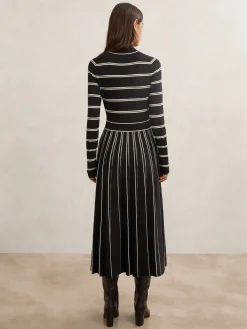 Amber Stripe Pleated Knitted Midi Dress*Reiss Best