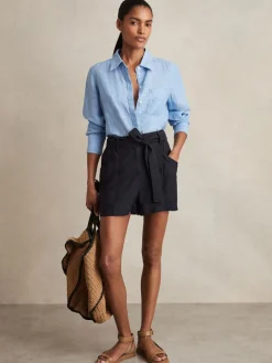 Avril Belted Button Tab Shorts*Reiss