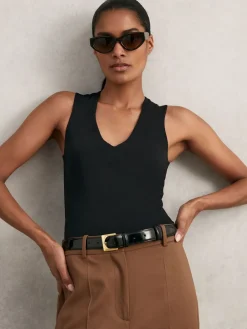 Belinda Leather Square-Buckle Belt*Reiss Online