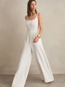 Carla Perforated-Knit Wide-Leg Jumpsuit*Reiss Best