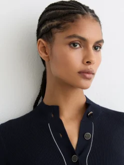 Charlie Contrast-Stitch Knitted Midi Dress*Reiss Discount