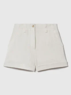 Demi short van linnen met garment-dye*Reiss Hot