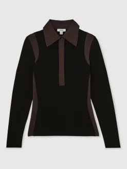 Denise Jersey Colour-Block Collared Shirt*Reiss Outlet
