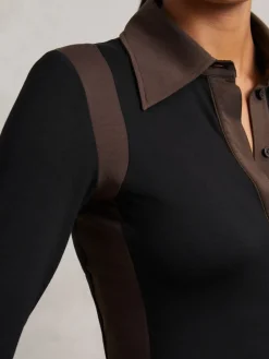 Denise Jersey Colour-Block Collared Shirt*Reiss Outlet