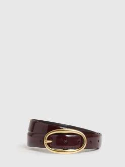 Drew Patent Leather Oval Buckle Belt*Reiss New