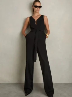 Eva mouwloze jumpsuit met wijde pijpen en gebogen halslijn*Reiss Online