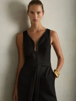 Eva mouwloze jumpsuit met wijde pijpen en gebogen halslijn*Reiss Online