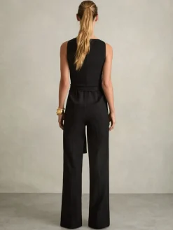 Eva mouwloze jumpsuit met wijde pijpen en gebogen halslijn*Reiss Online