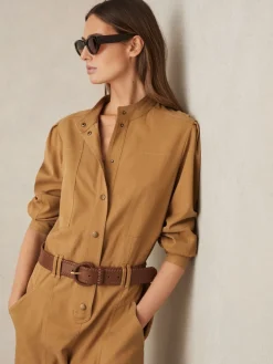 Gia leren Whipstitch-riem*Reiss Clearance