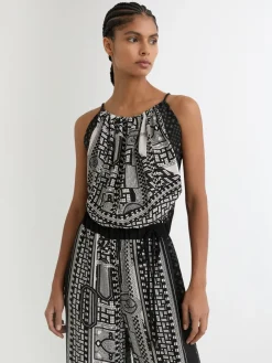 Inara Scarf-Print Wide-Leg Jumpsuit*Reiss Online