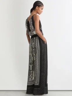 Inara Scarf-Print Wide-Leg Jumpsuit*Reiss Online