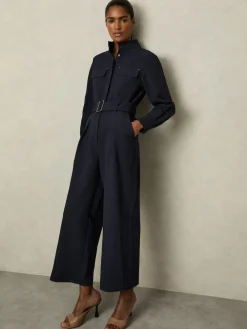 Kaia Getailleerde wijde pijpen utility-jumpsuit*Reiss Clearance
