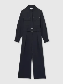 Kaia Getailleerde wijde pijpen utility-jumpsuit*Reiss Clearance