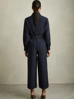 Kaia Getailleerde wijde pijpen utility-jumpsuit*Reiss Clearance