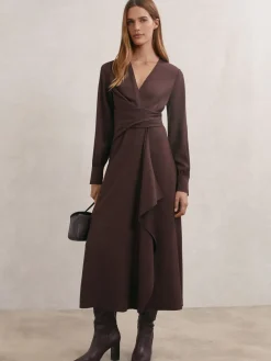 Mira Wrap-Front Drape Midi Dress with Wool*Reiss Best