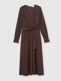 Mira Wrap-Front Drape Midi Dress with Wool*Reiss Best