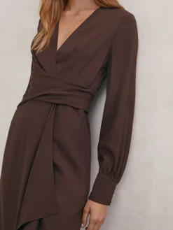 Mira Wrap-Front Drape Midi Dress with Wool*Reiss Best