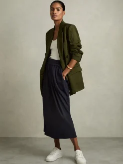 Nora gerimpelde jersey midi-rok van wolmix*Reiss Sale