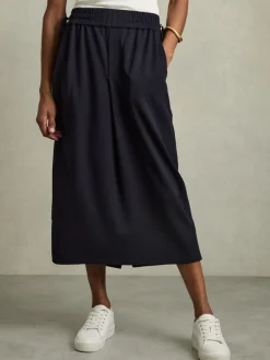 Nora gerimpelde jersey midi-rok van wolmix*Reiss Sale