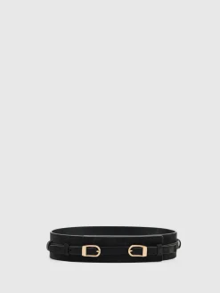 Petula Suede Double-Buckle Corset Waist Belt*Reiss Discount