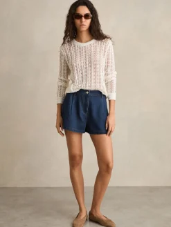 Raymond denim shorts met plooien*Reiss Online