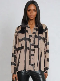 Carolina Shirt With Frill Collar In Abstract Stripe*Religion Online