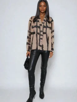 Carolina Shirt With Frill Collar In Abstract Stripe*Religion Online