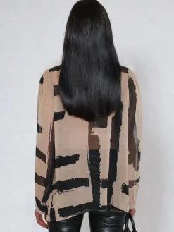 Carolina Shirt With Frill Collar In Abstract Stripe*Religion Online