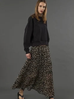 gelaagde Boho-stijl Citrien maxirok in dierenprint*Religion Clearance