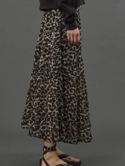 gelaagde Boho-stijl Citrien maxirok in dierenprint*Religion Clearance