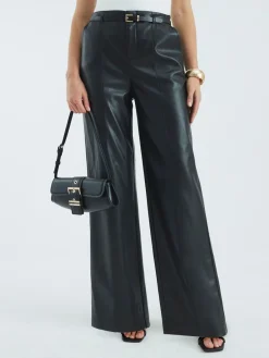 Faux Leather Belted Wide Leg Trousers*River Island Hot