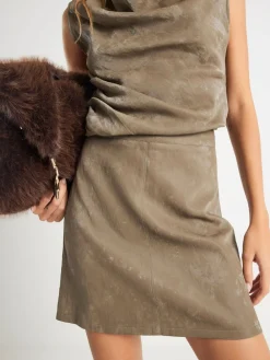 Faux Leather Hammered Mini Skirt*River Island