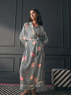 Flower Power Stripe Satin Robe*Rockett St George