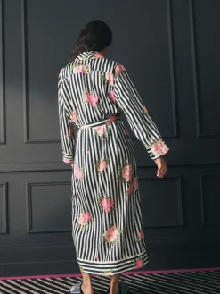 Flower Power Stripe Satin Robe*Rockett St George