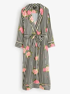 Flower Power Stripe Satin Robe*Rockett St George