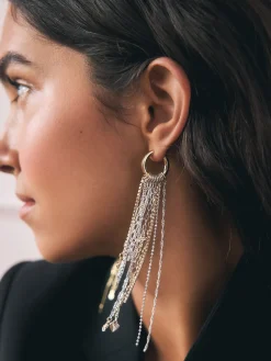 Star Charm Hoop Drop Earrings*Rockett St George