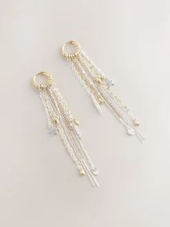 Star Charm Hoop Drop Earrings*Rockett St George