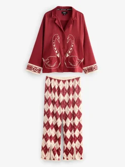 Textured Satin Button Through Pyjamas*Rockett St George New