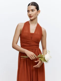 Roestbruin - Multiway mesh Maxi-jurk voor Bruiloftsgasten*Next Best