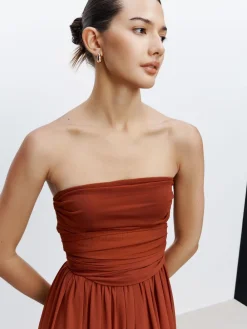 Roestbruin - Multiway mesh Maxi-jurk voor Bruiloftsgasten*Next Best