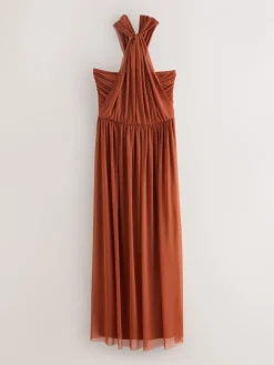 Roestbruin - Multiway mesh Maxi-jurk voor Bruiloftsgasten*Next Best