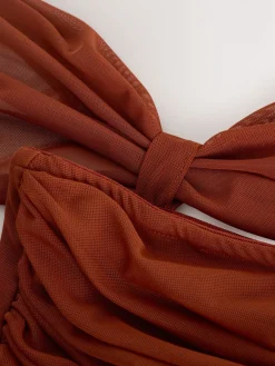 Roestbruin - Multiway mesh Maxi-jurk voor Bruiloftsgasten*Next Best