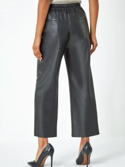 - Cropped broek van imitatieleer met wijde pijpen*Roman Best