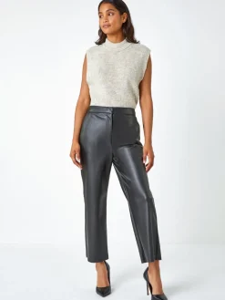 - Cropped broek van imitatieleer met wijde pijpen*Roman Best