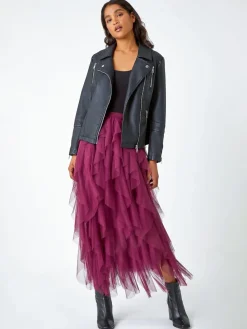 - Elastische rok met mesh laag*Roman Sale