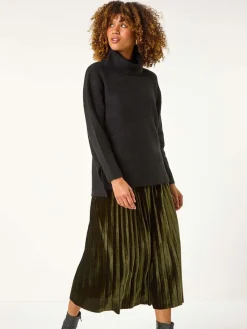 fluwelen geplooide midi-rok*Roman Sale